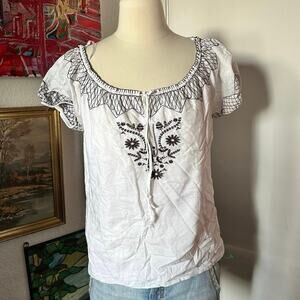 abstudio black and white peasant top